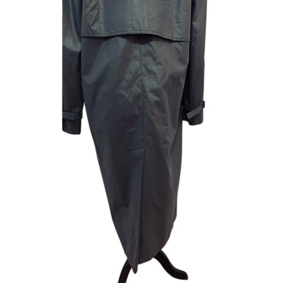 VINTAGE‎ 80's London Fog Classic Wool Lined Charcoal Grey Trench Coat Women's 12 - Picture 7 of 16